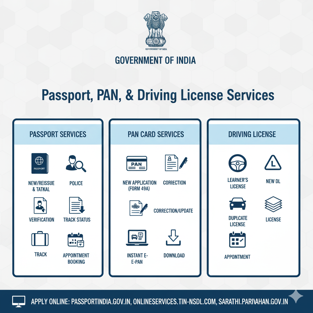 Passport, PAN, and Driving License Services